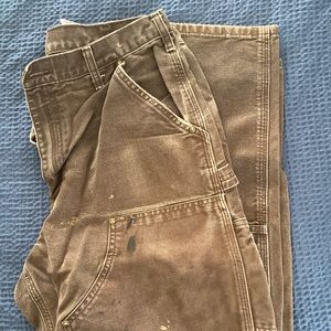 Brown Carhartt Double Knee Work Pants 33x34